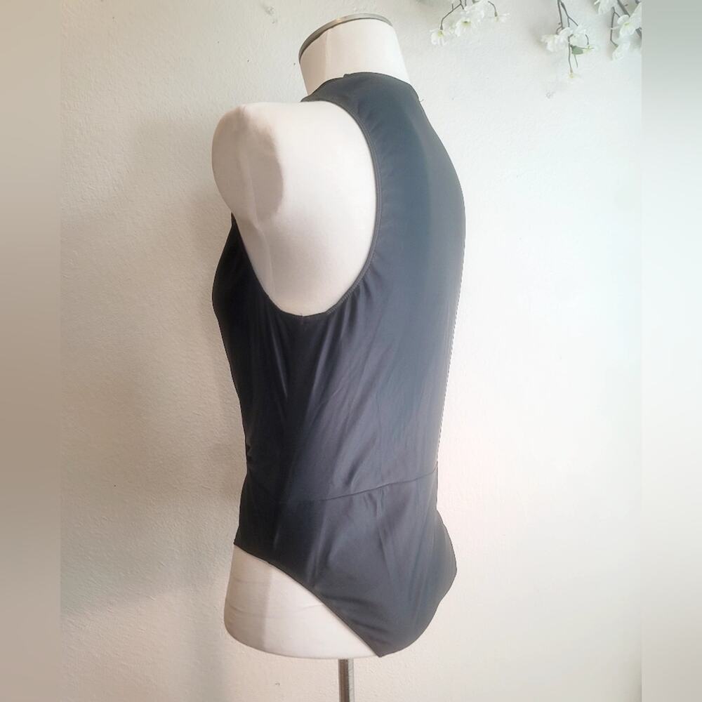 GENTLE FAWN Intimate Black Surplice Bodysuit Sleeveless Modern Professional M - Picture 15 of 16
